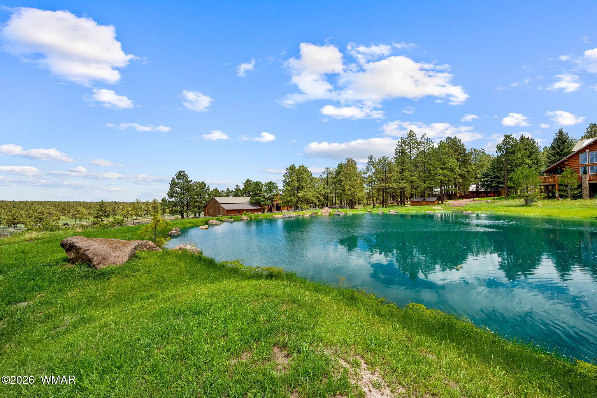Pond and barn view